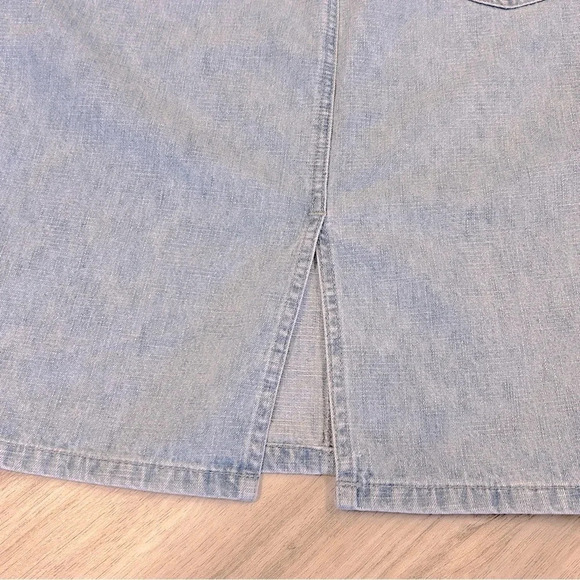 Caslon Light Wash 100% Cotton Denim Pocketed A-Line Midi Skirt / Women’s Size 4 - Picture 5 of 7